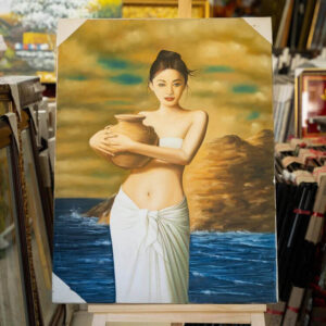 Tranh Cô Gái Ôm Bình Hoa -CG001