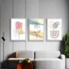 Bộ 3 Tranh họa tiết hoa đơn giản treo tường HT001