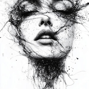 Hình Vẽ Cô Gái Trắng Đen - CG01