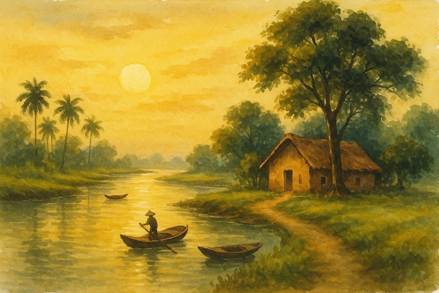 Top 5 Bức Tranh Phong Cảnh Quê Hương Màu Nước Đẹp Nhất