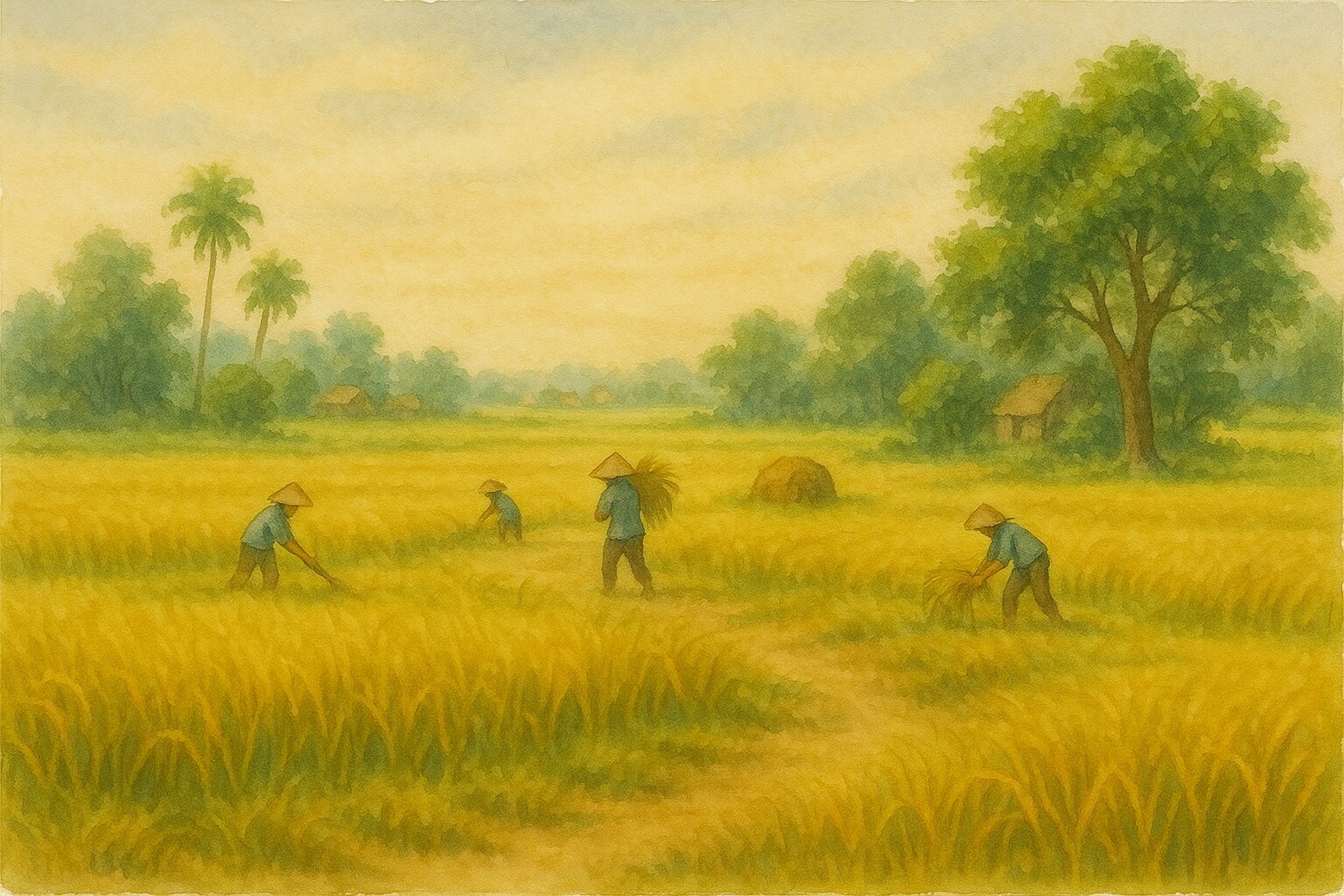 Top 5 Bức Tranh Phong Cảnh Quê Hương Màu Nước Đẹp Nhất