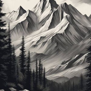 Tranh Phong Cảnh Trắng Đen Đơn Giản