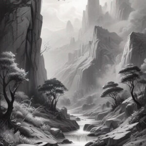 Tranh Phong Cảnh Trắng Đen Đơn Giản