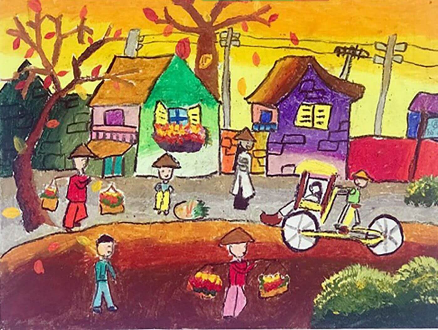 Tranh Vẽ Phố Cổ Hà Nội Của Học Sinh Đẹp Nhất 2025