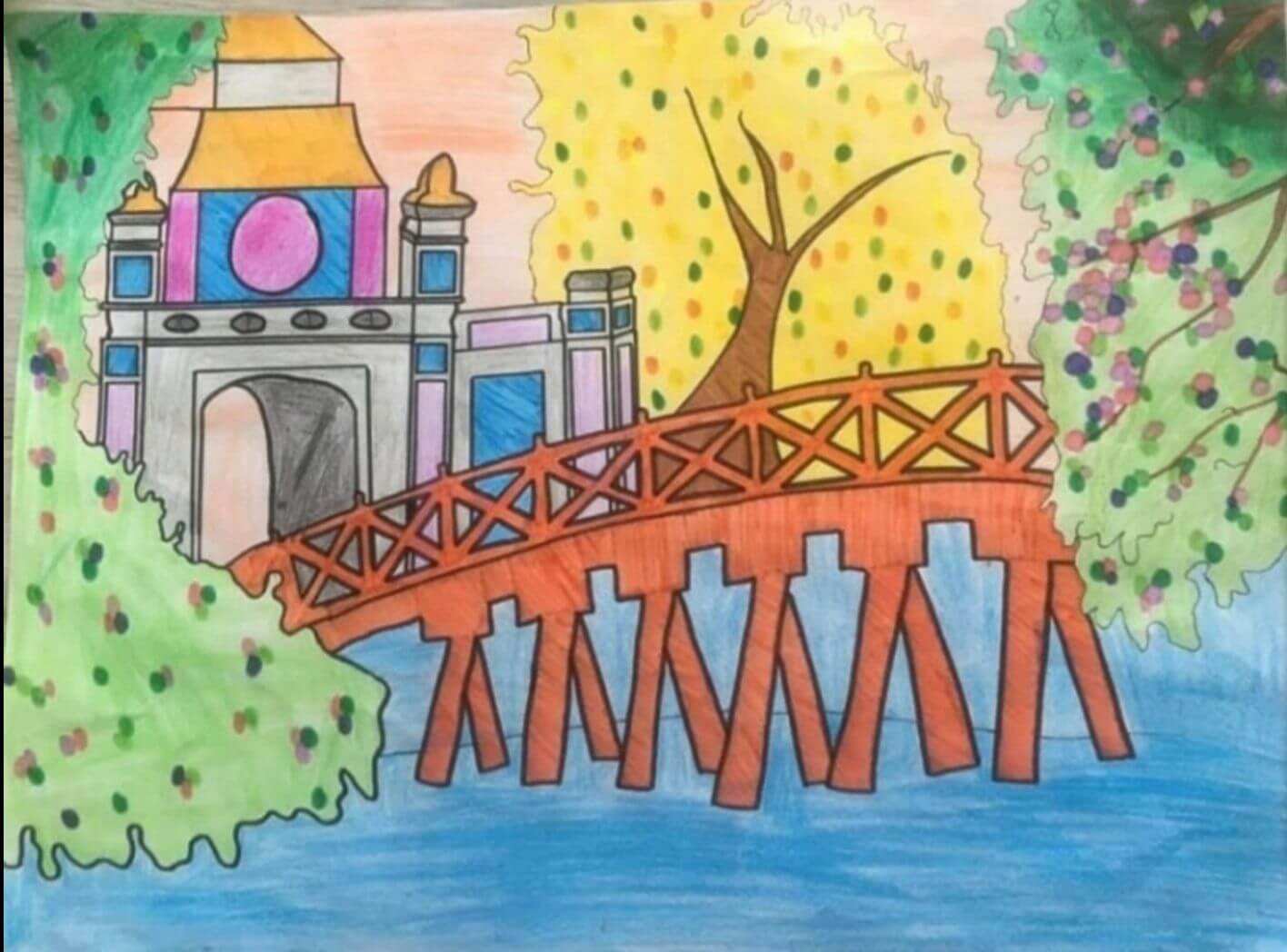 Tranh Vẽ Phố Cổ Hà Nội Của Học Sinh Đẹp Nhất 2025