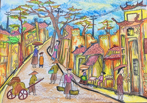 Tranh Vẽ Phố Cổ Hà Nội Của Học Sinh Đẹp Nhất 2025