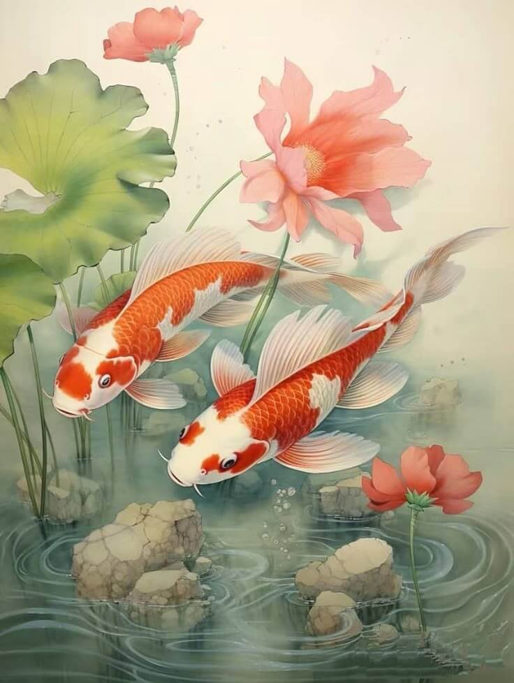 Ý Nghĩa Tranh 2 Con Cá Chép "Song Ngư Cát Hạnh"